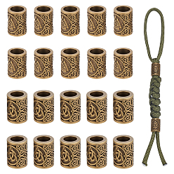 Античная Бронза 20 шт 2 стили бусины из сплава в тибетском стиле, бусины с большим отверстием, колонка, античная бронза, 15.5~16.5x11~12 мм, отверстие : 7.5 мм, 10 шт / стиль