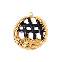 Настоящее золото 14K 304 подвески из нержавеющей стали, плоские круглые прелести, ионное покрытие (ip), зеркальная полировка, реальный 18 k позолоченный, реальный 14 k позолоченный, 47x43 мм, отверстие : 2.6 мм