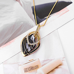 Золотой Длинные ожерелья из сплава хрустальных страз и черного стекла в форме тройного ромба для подходящей одежды, золотые, 35.04 дюйм (89 см)