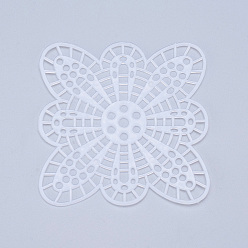 Blanc Feuilles de toile de maille en plastique, pour la broderie, fabrication de fil acrylique, projets de tricot et de crochet, fleur, blanc, 8.5x8.5x0.14 cm, Trou: 4x4mm