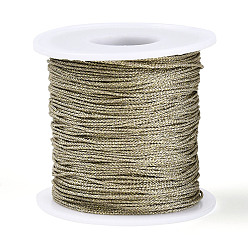 пшеница 100м сегментные окрашенные круглые полиэстеровые металлизированные плетеные шнуры, с пластиком для животных, для изготовления ювелирных изделий, цвет пшеницы, 1 мм, около 109.36 ярдов (100 м) / рулон