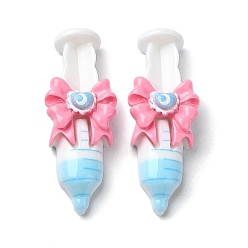 Светло-Голубой Тема игрушки, непрозрачная смола, декодированные кабошоны, форма шприца с бантом, Небесно-голубой, 39x15x9 мм