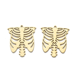 Золотой 201 подвески из нержавеющей стали, лазерная резка, скелет очарование, золотые, 20.5x18x1 мм, отверстие : 1.2 мм