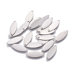 Нержавеющая Сталь Цвет Устойчивы к потускнению 201 соединители из нержавеющей стали, лошадиный глаз , цвет нержавеющей стали, 21x8x0.6 мм, отверстие : 1 мм