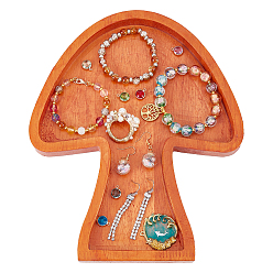 Brown Wood Presentation Boxes for Gemstone Display, Mushroom Shapes, Brown, 22x27x1.8cm