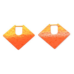 Dark Orange Spray Painted Iron Pendants, Diamond Shaped, Dark Orange, 40x46.5x2mm, Hole: 10.5x14.5mm