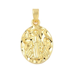 Настоящее золото 18K Латунные подвески, без кадмия и без свинца, религиозная тема, овальные с рисунками " virgin mary", реальный 18 k позолоченный, 19.5x13.5x3 мм, отверстие : 4x2 мм