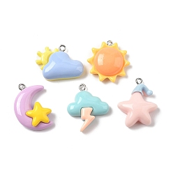 (52) Непрозрачная лаванда Непрозрачные подвески смолы, разнообразные, с 201 петлей из нержавеющей стали, разноцветные, 19.5~29.5x19.5~25.5x7.5~8.5 мм, отверстие : 2 мм