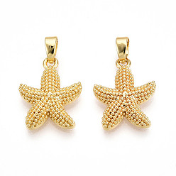 Настоящее золото 18K Латунные подвески, без кадмия и без свинца, прелести морская звезда, реальный 18 k позолоченный, 16.5x14x3.5 мм, отверстие : 4.5x2 мм