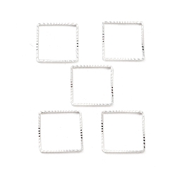 Посеребрённый Латунные бусины в оправе, без кадмия и без свинца, квадратный, 925 серебро покрытием, 14x14x1 мм