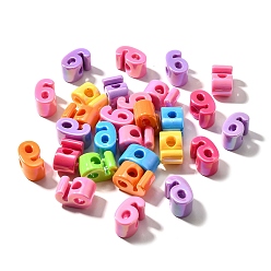 Number Непрозрачные акриловые бусины с УФ-покрытием, радужный, число, 6, 22.5x13.5x14 мм, отверстие : 6 мм