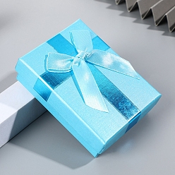 Темно-Голубой Бумажные коробки, с бантом, прямоугольные, глубокое синее небо, 9x7x3 см