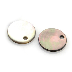 Black Lip Shell Natural Black Lip Shell Flat Round Charms, 10x1mm, Hole: 1mm