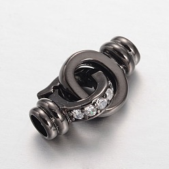 Bronze Micro cuivres ouvrent zircone cubes imbriqués fermoirs, sans cadmium et sans plomb, gris anthracite, 23x11x6mm, Trou: 4mm