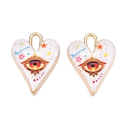 Помидор Подвески из эмали из сплава с печатным покрытием стойки, золотые, сердце с очарованием глаз, помидор, 34.5x25.5x4.5 мм, отверстие : 4x8.5 мм