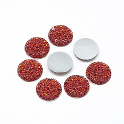 Red Resin Cabochons, Bottom Silver Plated, Half Round/Dome, Red, 12x3mm