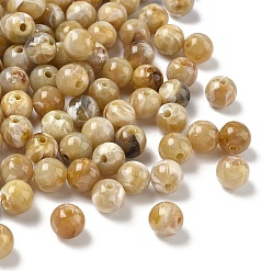 Светло-коричневый Акриловые шарики Gemstone имитация, круглые, два тона, загар, 9.5~10 мм, отверстие : 2 мм, Около 909 шт / 500 г