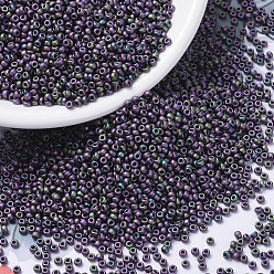 (RR2019) Matte Metallic Eggplant Iris MIYUKI Round Rocailles Beads, Japanese Seed Beads, 11/0, (RR2019) Matte Metallic Eggplant Iris, 2x1.3mm, Hole: 0.8mm, about 5500pcs/50g
