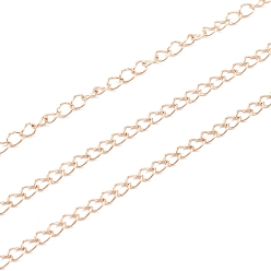Розовое Золото Вакуумное покрытие pvd 304 цепь из нержавеющей стали, пайки, с катушкой, розовое золото , 4x3x0.5 мм, 82 футов (25 м) / рулон