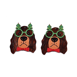 Собака Акриловые подвески с рождественской тематикой, собака, 38.5x31x2 мм, отверстие : 1.6 мм