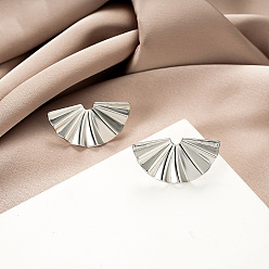 Fan 304 из нержавеющей стали серьги, цвет нержавеющей стали, вентилятор, 35x18 мм