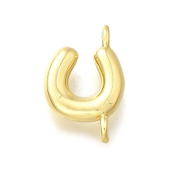 Letter U Подвески из латуни, без свинца и без кадмия, долговечный, стойки покрытие, реальный 18 k позолоченный, Буква U, 12.5x8.5x2.5 мм, отверстие : 1.2 мм