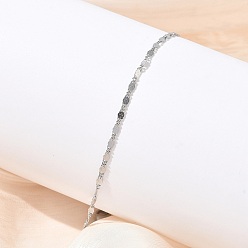 Нержавеющая Сталь Цвет 304 женские браслеты-цепочки со звеньями из нержавеющей стали, плоско-круглые, цвет нержавеющей стали, 6.69 дюйм (17 см)