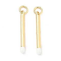 Белый Латунь эмаль подвески, с прыжковых колец, без кадмия и без свинца, спички прелести, реальный 18 k позолоченный, белые, 26.5 мм, отверстие : 3.5 мм