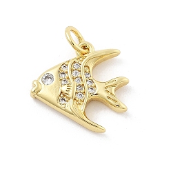 Настоящее золото 18K Латунные микро проложить кубического циркония подвески, рыбы прелести, с целью перехода в кольце, без кадмия и без свинца, стойки покрытие, долговечный, реальный 18 k позолоченный, 14.5x15x3.5 мм, отверстие : 3.5 мм