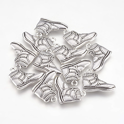 Antique Silver Tibetan Style Alloy Pendants, Lead Free and Cadmium Free, Shoes, Antique Silver, 22x19mm, Hole: 1mm