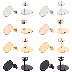 (52) Непрозрачная лаванда 32 шт. 4 цвета 304 детали серьги-гвоздики из нержавеющей стали, с отверстием и ушными гайками / серьгами сзади, плоско-круглые, разноцветные, 12x12x1 мм, отверстие : 1.6 мм, штифты : 0.8 мм, 8 шт / цвет