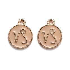 Козерог Подвески из эмали и сплава, плоский круглый с созвездием / знак зодиака, золотые, Козерог, 15x12x2 мм, отверстие : 1.5 мм