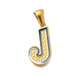 Letter J 304 подвески из нержавеющей стали, с эмалью, ионное покрытие (ip), лазерная резка, реальный 18 k позолоченный, буква J, 18x9.5x1.5 мм, отверстие : 5.5x2.5 мм