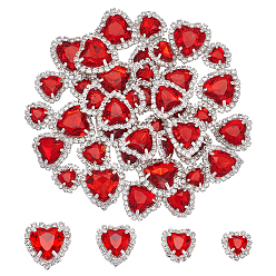 Красный 40 шт. 4 стили акриловые пришивные стразы, многожильных ссылки, сердце, платина, красные, 12.5~19.5x12~18.5x4.8~6 мм, отверстие : 1 мм, 10 шт / стиль