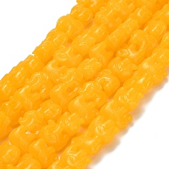 Оранжевый Резная бусина, окрашенная в синтетический коралл, слон, оранжевые, 9x12.5x7 мм, отверстие : 0.8 мм