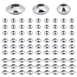 Platinum 90Pcs 3 Style Brass Spacer Beads, Disc, Platinum, 4x2.5mm, Hole: 1.6mm, 30pcs/style