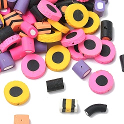 (52) Непрозрачная лаванда Смешанные формы ручной полимерной глины бусы, разноцветные, 9~23x10~23x6~11 мм, отверстие : 1 мм