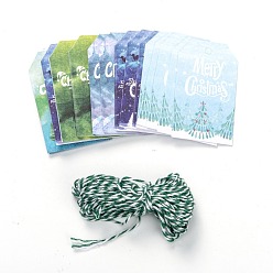 Mixed Shapes Paper Gift Tags, Hang Tags, with Jute Twine, for Christmas Decoration, Christmas Themed Pattern, 7.6x4.5x0.02cm, Hole: 5mm, 50pcs/bag