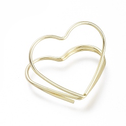 Light Gold Heart Shape Iron Paperclips, Cute Paper Clips, Funny Bookmark Marking Clips, Light Gold, 25x30x22mm