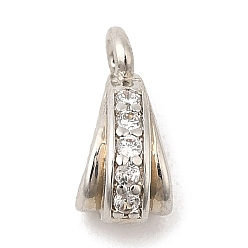 Платина Латунь с кубическим цирконием подвеской, для женщин, без свинца и без кадмия, долговечный, платина, 9x4x5 мм, отверстие : 1.2 мм