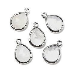 Хрусталь Ограненные подвески из натуральных кристаллов кварца, стойки с позолоченными латунными подвесками-каплями, 14x9.5x4 мм, отверстие : 1.4 мм