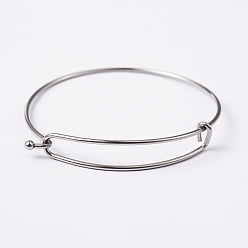 Нержавеющая Сталь Цвет Устойчивый к потускнению регулируемый 304 браслет из нержавеющей стали с возможностью расширения, цвет нержавеющей стали, 61~62 мм