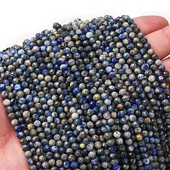 Ляпис-Лазурь Нитки бусины из натурального ляписа-лазури, граненые круглые, 4 мм, отверстие : 0.7 мм, около 91 шт / нитка, 15.20'' (38.6 см)