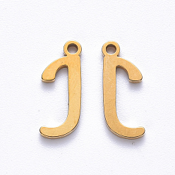 Letter J PVD-Vakuumbeschichtung 201 Anhänger aus Edelstahl, Laserschnitt, echt 18 k vergoldet, letter.j, 13x5x1 mm, Bohrung: 1 mm
