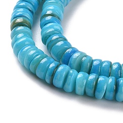 Deep Sky Blue Shell Beads Strands, Dyed, Disc, Deep Sky Blue, 4.9~6x0.4~6mm, Hole: 1.4mm, about 15.94 inch~16.14 inch(40.5~41cm)