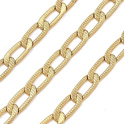Настоящее золото 18K 304 бордюрные цепи из нержавеющей стали, ионное покрытие (ip), несварные, с катушкой, реальный 18 k позолоченный, 14x6.5x1.3 мм