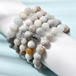 Aquamarine 10MM Natural Aquamarine Round Beaded Stretch Bracelets for Women, Inner Diameter: 2.07~2.19 inch(5.25~5.55cm), Beads: 10mm