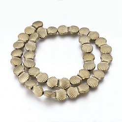 Светло-Золотое Покрытие Гальванические немагнитная синтетический гематит бисер пряди, матовые, оболочка, свет позолоченные, 10.5x10x4 мм, отверстие : 1 мм, около 40 шт / нитка, 15.55 дюйм (39.5 см)
