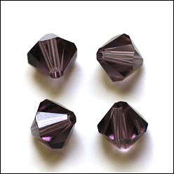 Purple Imitation Austrian Crystal Beads, Grade AAA, Faceted, Bicone, Purple, 6x6mm, Hole: 0.7~0.9mm