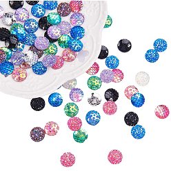 Mixed Color Resin Cabochons, Flat Round, Mixed Color, 12x3~3.5mm, 10pcs/color